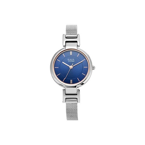 WOMAN'S TITAN RAGA NN2608SM02 VIVA BLUE DIAL METAL WATCH