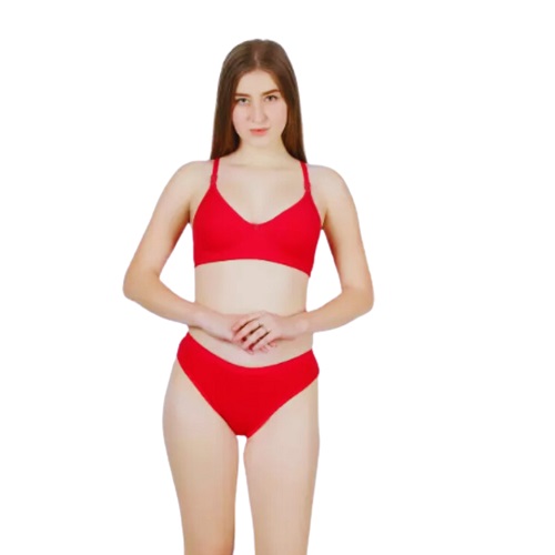 BRA & PANTY SET SOLID COLOR BIKINI LINGERIE SET