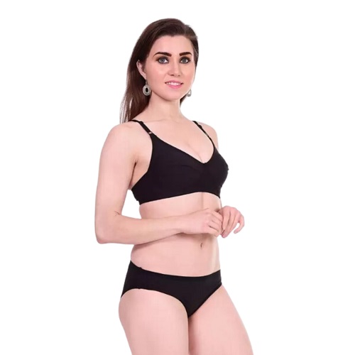 SOLID COLOR BIKINI LINGERIE SET SOFT COTTON