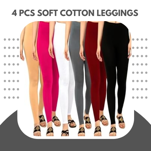 SOFT COTTON 4 PCS STRETCH LEGGINGS FOR WOMEN